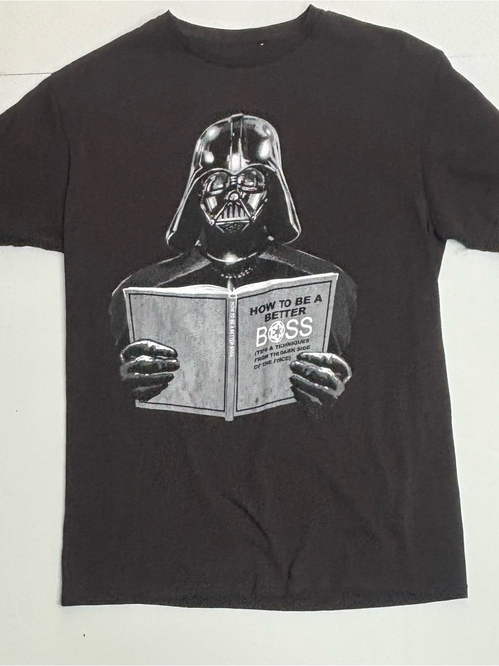 Star Wars Black Graphic Tee with Darth Vader Reading Print